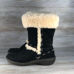 UGG Elijo Sheepskin Black Suede Women's Boots